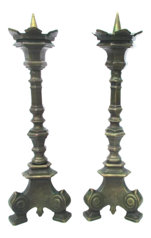 Antique 1900 Bronze Italian Candlesticks - Pair of 2