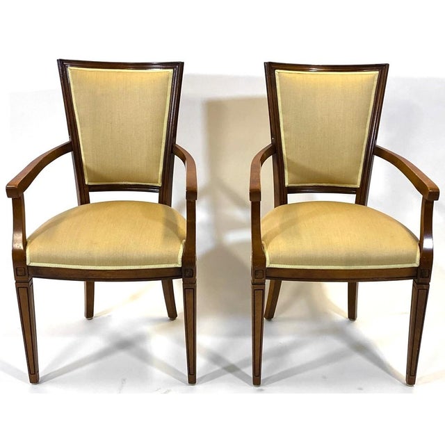 Wood Mid 20th Century Set 4 French Modern Empire Dining Arm Chairs For Sale - Image 7 of 9