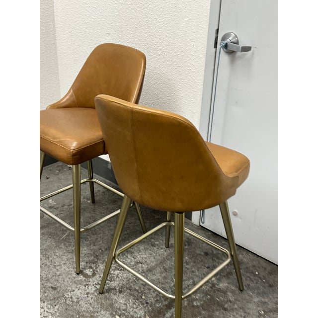 West Elm Mid Century Swivel Counter Stools, Pair For Sale In San Francisco - Image 6 of 12