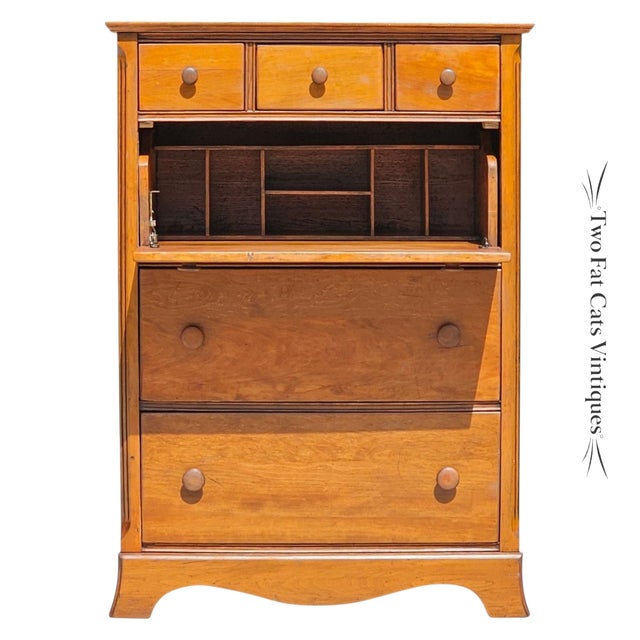 1950s Mid-20th Century Maple "Chest-O-Lite" Dresser & Secretary Desk Combo For Sale - Image 5 of 18