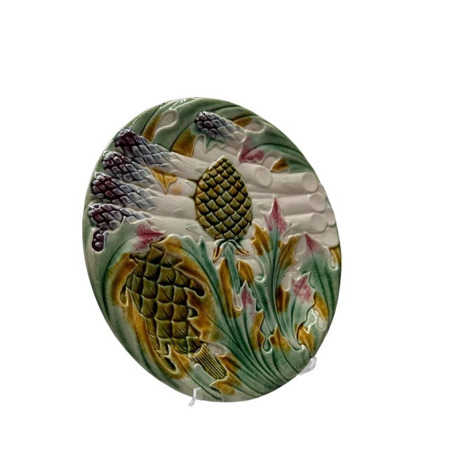 French Antique French Asparagus Plate For Sale - Image 3 of 4