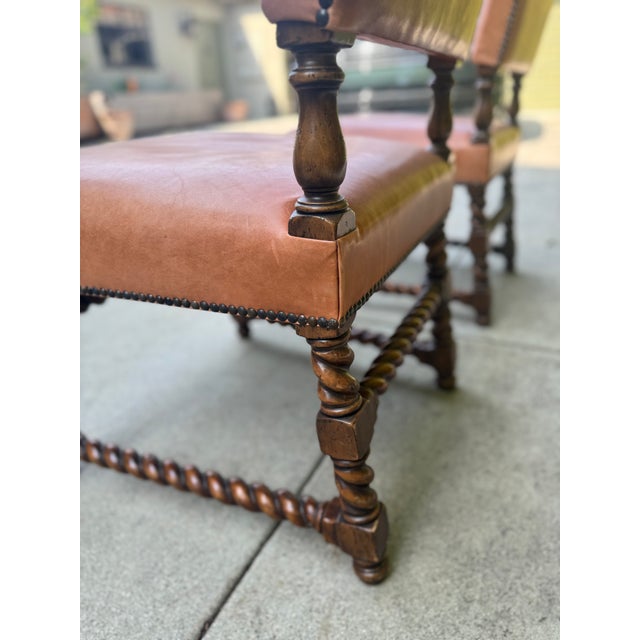 Gorgeous Vintage Ebanista Leather Chairs For Sale - Image 11 of 16