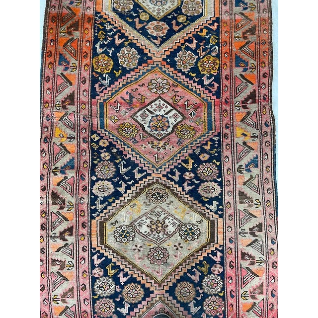 Wide Antique Runner SUNSET COLORS with Family of Sheep & Birds Woven Rug 4.4 x 12.4 For Sale - Image 10 of 16