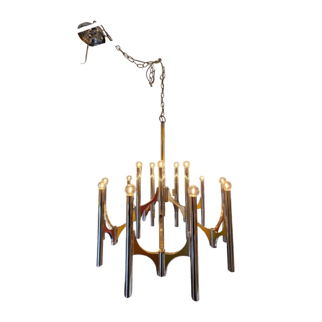 Mid-Century Modern 1960s Mid Century Modern Large Chandelier by Gaetano Sciolari For Sale - Image 3 of 7