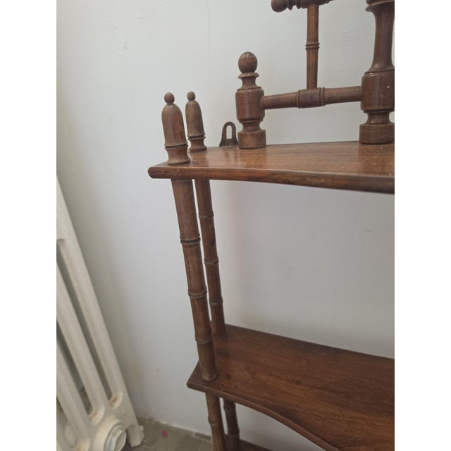 Vintage Bamboo Wall Shelf Faux Bamboo Étagère Hollywood Regency Wall Display Shelf Chinoiserie Cottage Bookcase Decor For Sale - Image 4 of 11