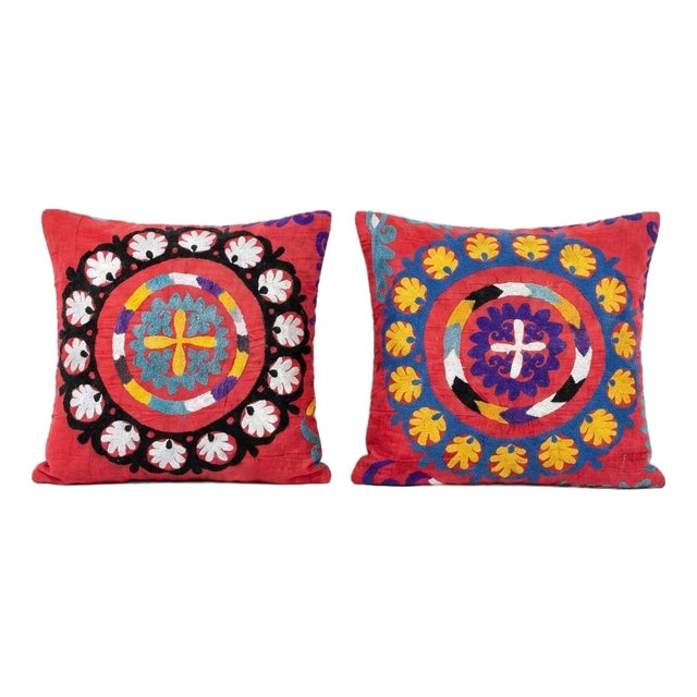 Heritage Suzani Pillow Cover 20'' X 21'' - Set of Two For Sale