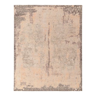 Distressed Style Modern Rug in Gray and Beige Abstract Pattern by Rug & Kilim For Sale