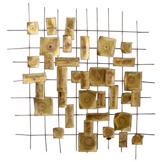 Deroot Signed 1970's Brass Wall Sculpture For Sale