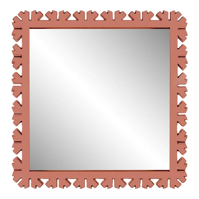 Fleur Home Audubon Bamboo Sticks Square Mirror in Red Earth, 24x24 For Sale
