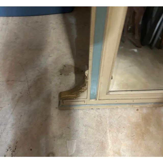 Mid-Century Modern Large Vintage Table Mirror With Blue and Gold Accents For Sale - Image 3 of 9