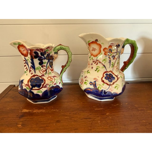 Mid 19th Century Two Gaudy Welsh Ironstone Pitchers Milk Jugs For Sale - Image 12 of 16