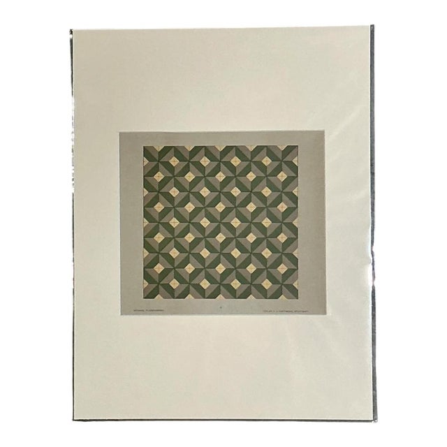 Vintage Geometric Tile Pattern Serigraph For Sale - Image 11 of 12