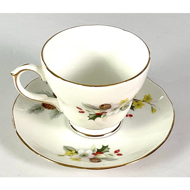 English Early 20th Century Duchess-“Winter”-English Bone, China, Teacup and Saucer For Sale - Image 3 of 6
