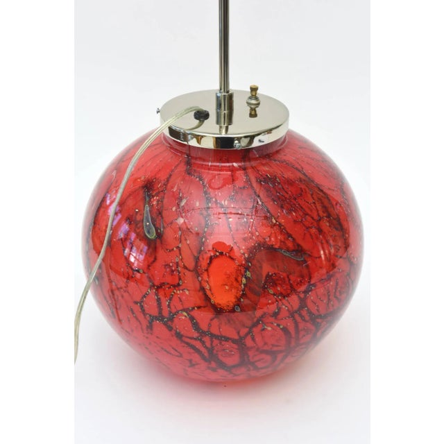 1930s Vintage Art Deco WMF Glass and Chrome Sphere Sculptural Table or Side Lamp Red, Black, Orange For Sale - Image 5 of 10