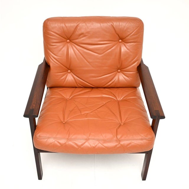Wood Danish Capella Lounge Chair in Leather by Illum Wikkelso for Niels Eilersen, 1960 For Sale - Image 7 of 11