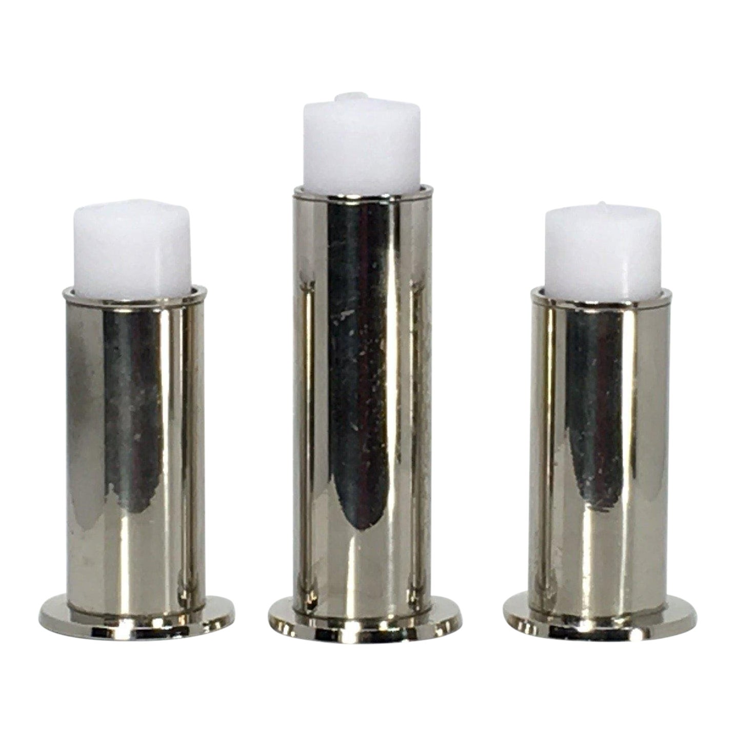 Modernist Silver Candle Holders Set of 3 Chairish