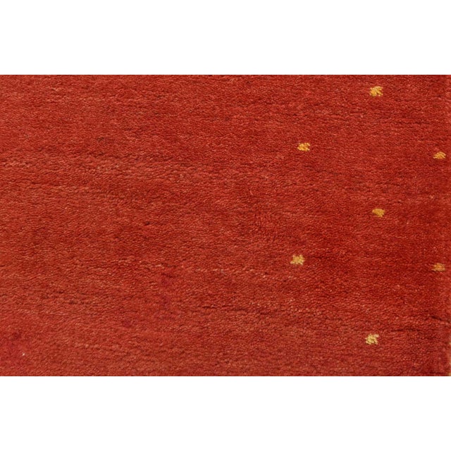 Gabbeh Runner 2’11” X 10’1” Red Wool Contemporary Hand-Knotted Oriental Rug For Sale - Image 4 of 13