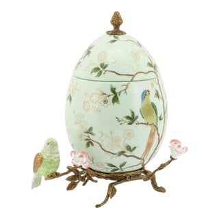 Regency Style Hand Painted Egg Box Cloisonné Style For Sale