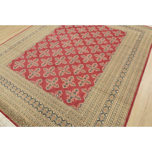 Farmhouse Bokhara Jaldar Rug 8’1” X 10’1” Pink Wool Tribal Hand-Knotted Oriental Carpet For Sale - Image 3 of 14