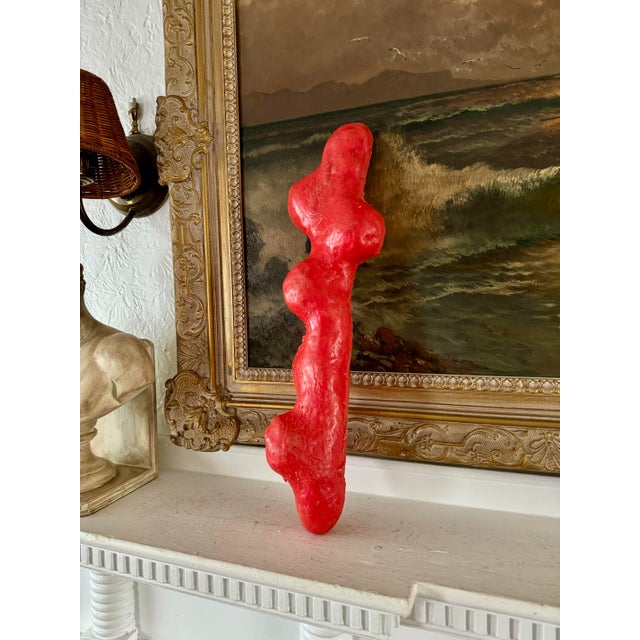…bulbous polycarbonate biomorphic coral shaped sculpture in bright red, signed chambers 2002 out of New York City, light...