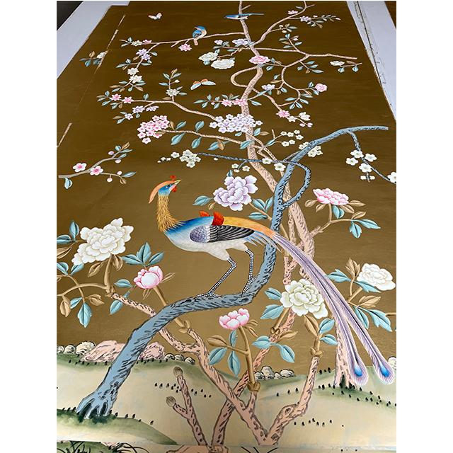If you love the look of De Gournay wallpaper but not the price, this is for you. Hand-Painted Chinoiserie Wallpaper | Gold...