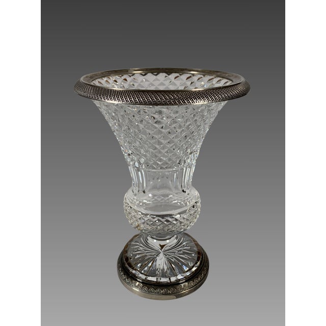 Silver Baluster Vase in Cut Crystal and Silvered Bronze, 1830 For Sale - Image 8 of 8