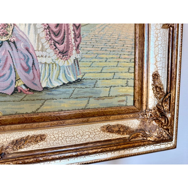 Vintage framed woven textile wall hanging (jacquard tapestry). This is NOT a painting or print. Late 20th Century European...