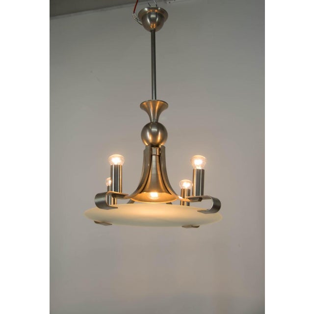 1930s Art Deco Metal Chandelier, Europe, 1930s For Sale - Image 5 of 12