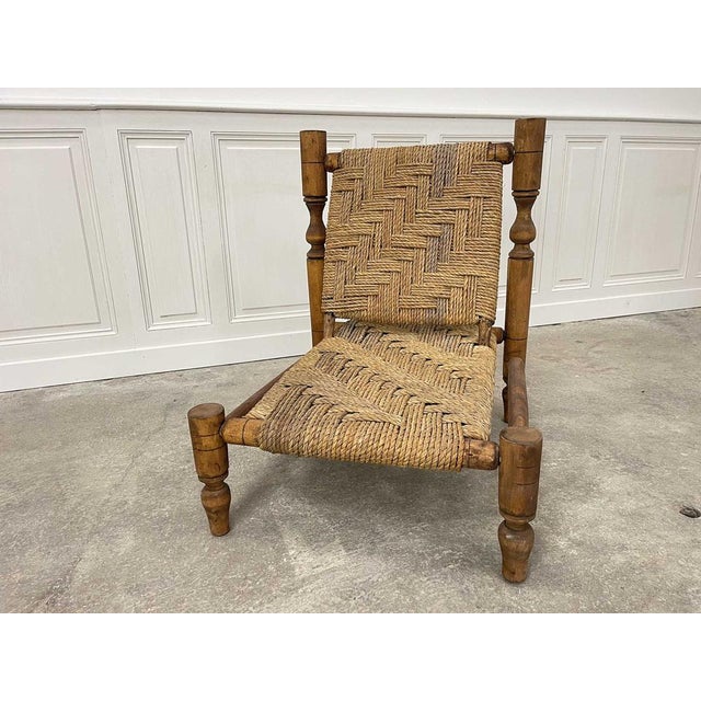 Low Armchair attributed to Adrien Audoux & Frida Minet, 1950s For Sale - Image 4 of 4