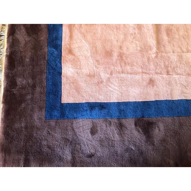 1930s 1930s Vintage Tan & Purplish Mauve Art Deco Chinese Rug For Sale - Image 5 of 8