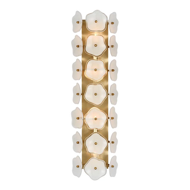 kate spade new york for Visual Comfort Signature Leighton 28" Sconce in Soft Brass with Cream Tinted Glass For Sale