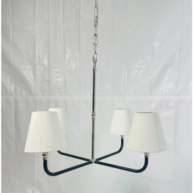 2020s Chapman & Myers “Basden” Medium Chandelier for Visual Comfort, Nickel & Rattan For Sale - Image 5 of 15