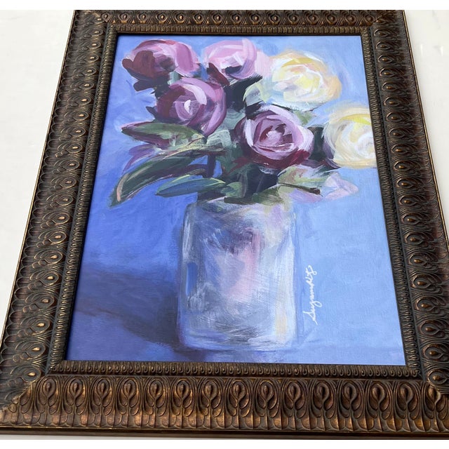 2020s Rose Floral Still Life Painting Print, Custom Frame For Sale - Image 5 of 16