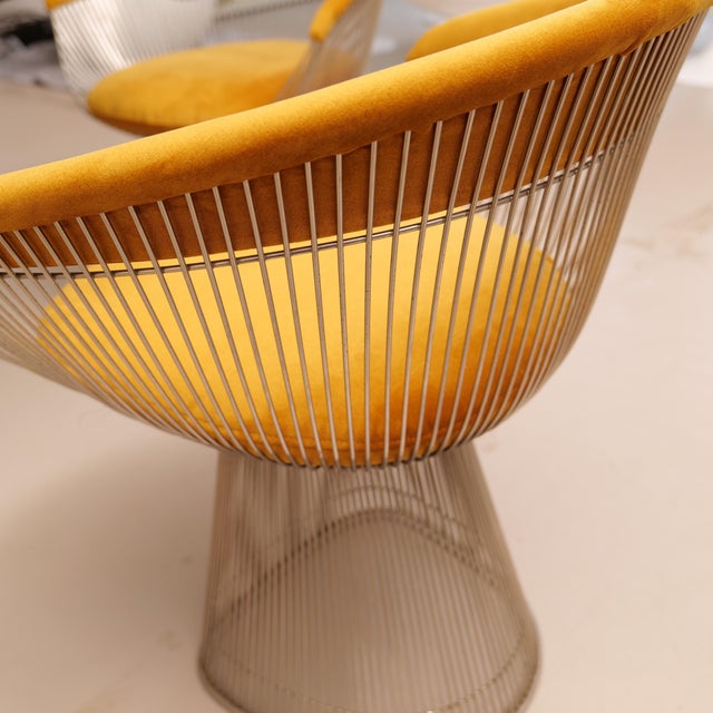 Silver Vintage Nickel Warren Platner Dining Set from Knoll Inc. / Knoll International, 1970s, Set of 7 For Sale - Image 8 of 9