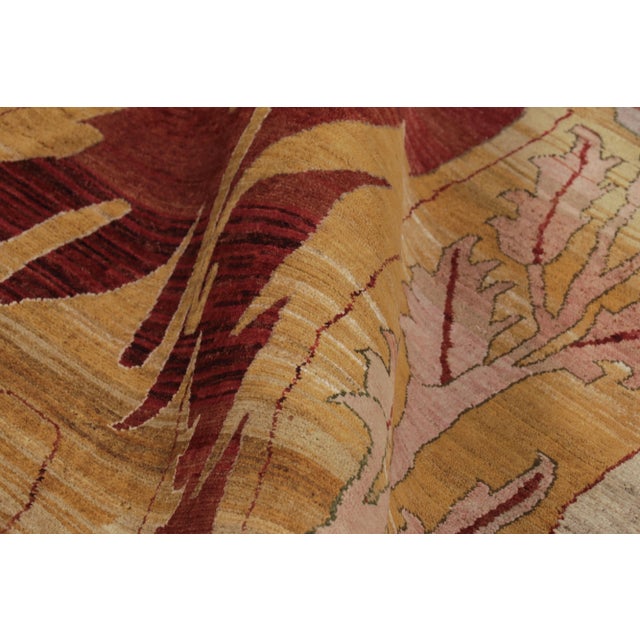 Textile Rug & Kilim’s Persian-Inspired Rug in Crimson and Gold Floral Patterns For Sale - Image 7 of 8
