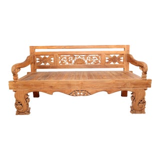 Bali Teak Daybed With Hand Carved Rails 25 For Sale