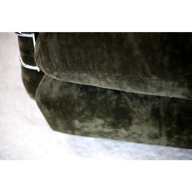 Set of Space Age Armchairs in Brown Velvet and Steel, France, 1970s For Sale - Image 3 of 18