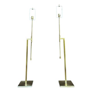 Mid Century Modern Floor Lamps in Brass - a Pair For Sale