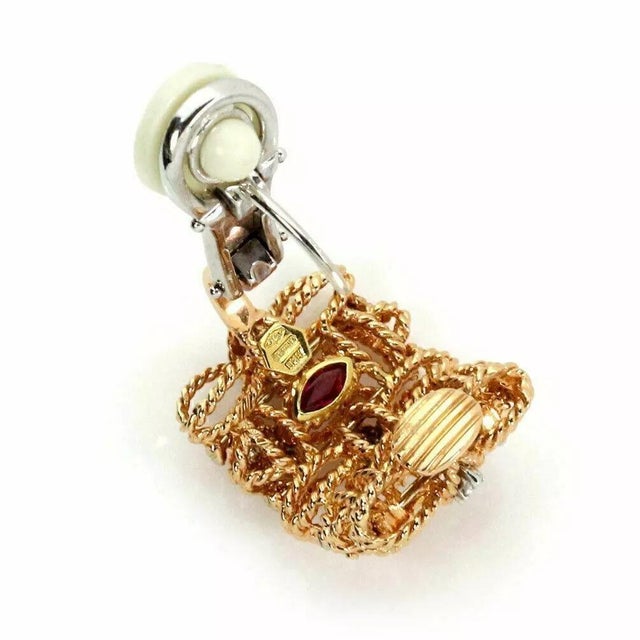 Roberto Coin Barocco Diamond 18k Rose Gold Earrings, 2 Pieces For Sale - Image 4 of 5