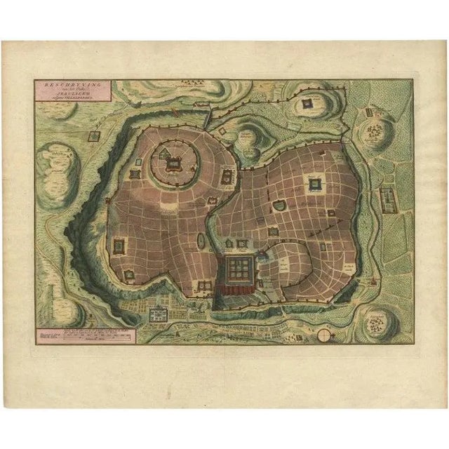 Birds Eye Plan of the Ancient City of Jerusalem Based on Records, 1725 For Sale