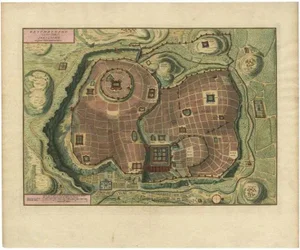 Birds Eye Plan of the Ancient City of Jerusalem Based on Records, 1725