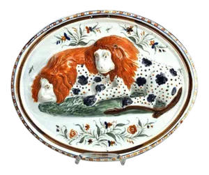 Prattware Pearlware Pottery Plaque of Lions