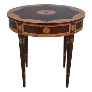 Kindel Irish Georgian Inlaid Mahogany Occasional Table For Sale