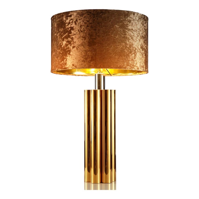 Table Lamp with Golden Tubular Elements by WKR Leuchten, Germany, 1960s For Sale