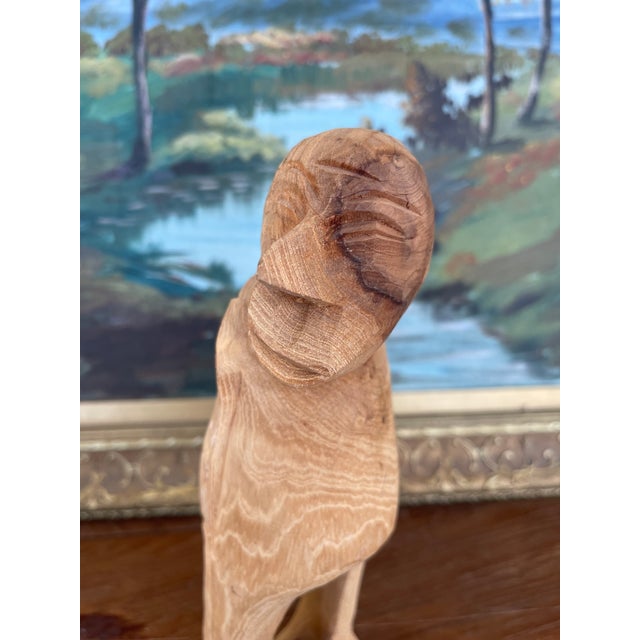 Hand-Carved Mid 20th Century Abstract Wooden Figure Sculpture in Natural Finish. For Sale In Seattle - Image 6 of 10