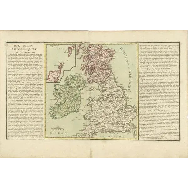 Antique map titled 'Des Isles Britanniques'. Original antique map of the British isles. This map is divided in to three...
