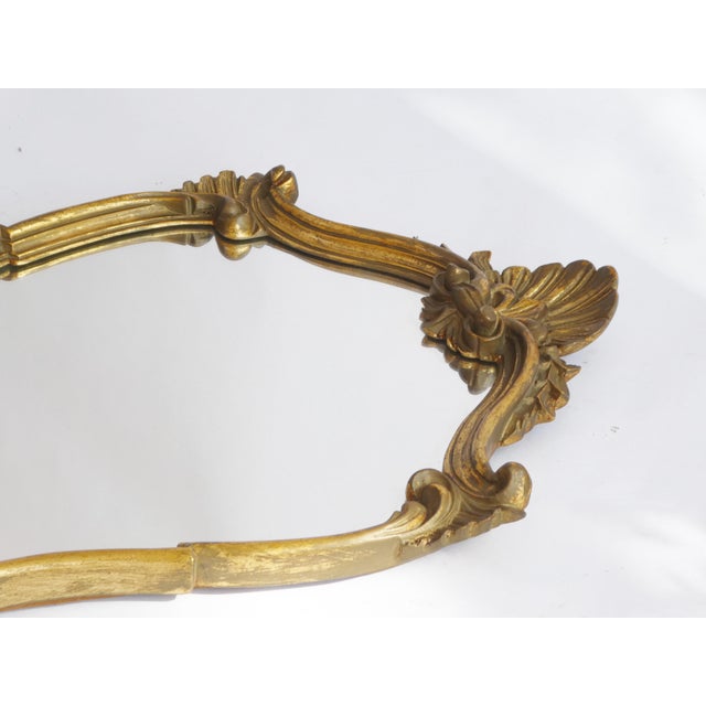 1960s Hollywood Regency Rococo Baroque French Gold Gilt Scalloped Mirror with Floral Design, 1960s For Sale - Image 5 of 10