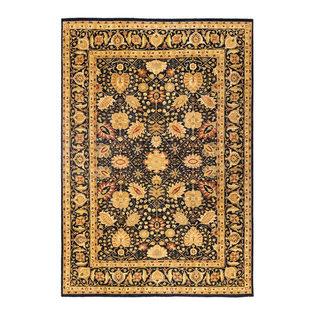 Mogul, One-of-a-Kind Hand-Knotted Area Rug in Black, 6' 2" x 8' 10" For Sale