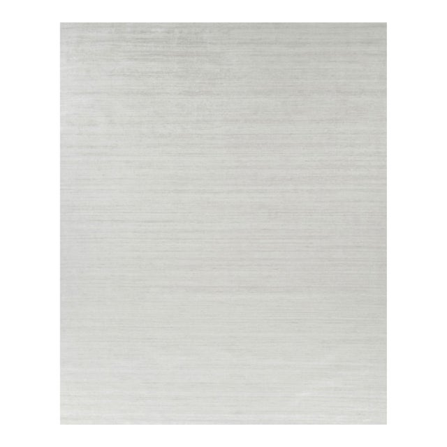 Rug & Kilim’s Oversized Textural Rug in Solid White, Gray and Cream Striae - 13x16 For Sale