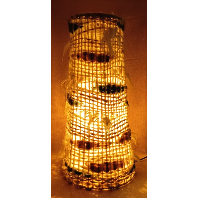 Tall Conical Floor Lamp Shade in Brutalist Wool Weave, 1970s For Sale - Image 13 of 14